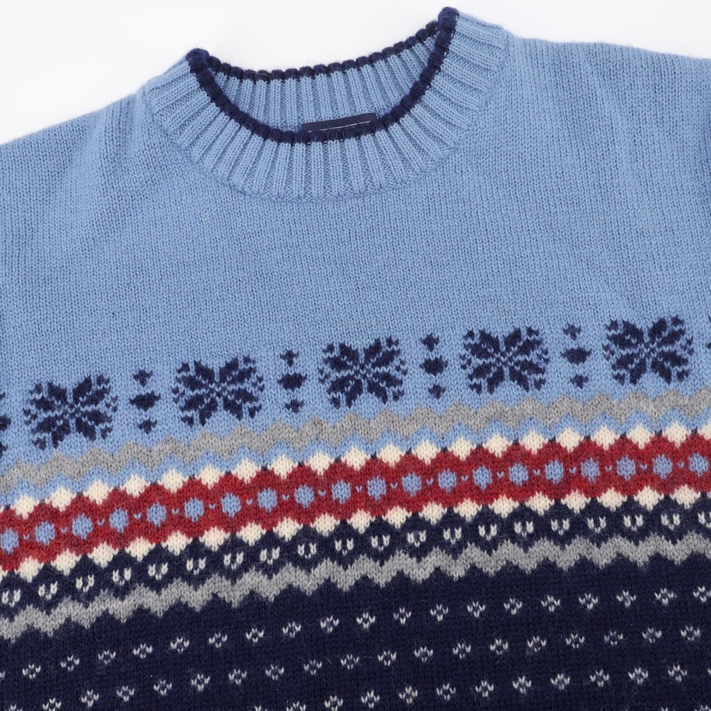 Lands' End Vintage Fair Isle Sweater Blue Long Sleeve Mens XL